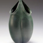 Lobed Vase, FMG Glaze, Porcelain, 8in tall x 4in diameter, Wheel thrown and altered, 2020, NFS