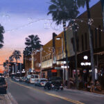 Dusk on 7th Avenue, Oil on panel, 18in x 30in, Sold