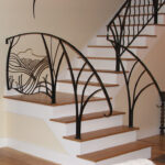Entry Stairs Railing, Camel's Hump motif, Forged Iron and Brass, 2004