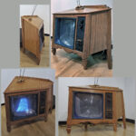Shadow TV Set, Various woods, color glazing, electronics, multimedia, 50in x 42in x 30in, 1986-90, NFS