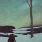 Man and Dog in a Winter Landscape, Acrylic on canvas, 38in x 25in, 2012, NFS
