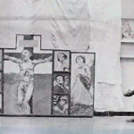 In the studio: Laird with his altarpiece, ca. 1970, Photo by Craig Morris